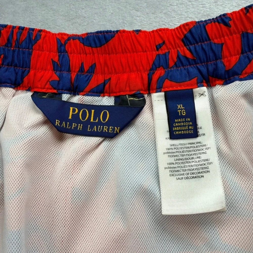Polo Ralph Lauren Mens XL Swim Trunks Red Blue Safari Animal Silhouette Tropical